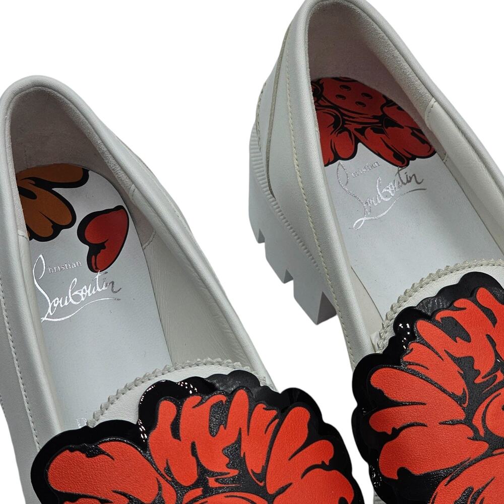 Christian Louboutin x Shun Sudo Button Flower Moc Toe Lug Loafers - White 37 - Picture 5 of 8